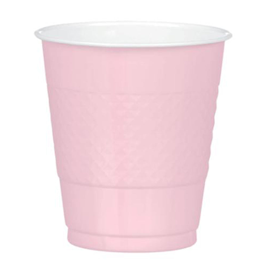 Blush Pink Plastic Cups 12oz, 20pcs Printed Tableware - Party Centre