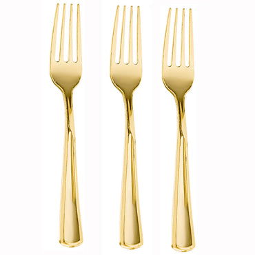 Gold Premium Plastic Forks 32pcs Solid Tableware - Party Centre