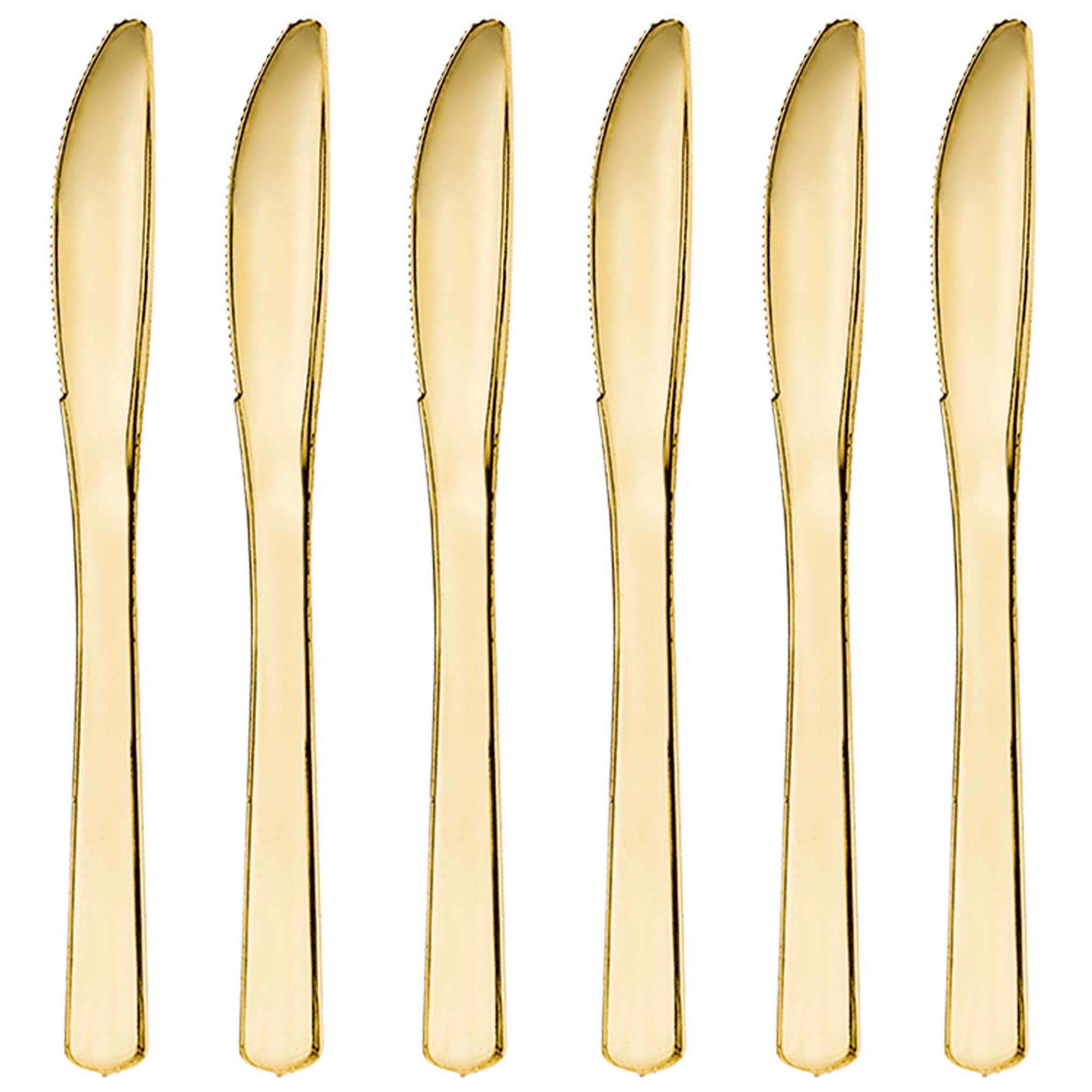 Gold Premium Plastic Knives 32pcs Solid Tableware - Party Centre