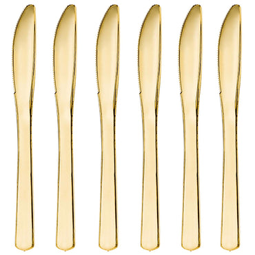 Gold Premium Plastic Knives 32pcs Solid Tableware - Party Centre