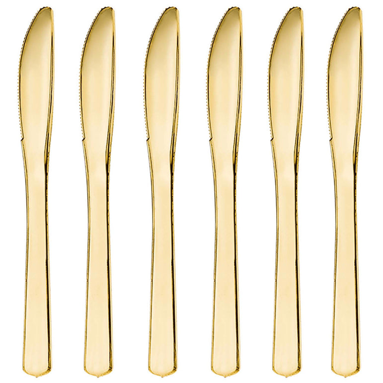 Gold Premium Plastic Knives 32pcs Solid Tableware - Party Centre