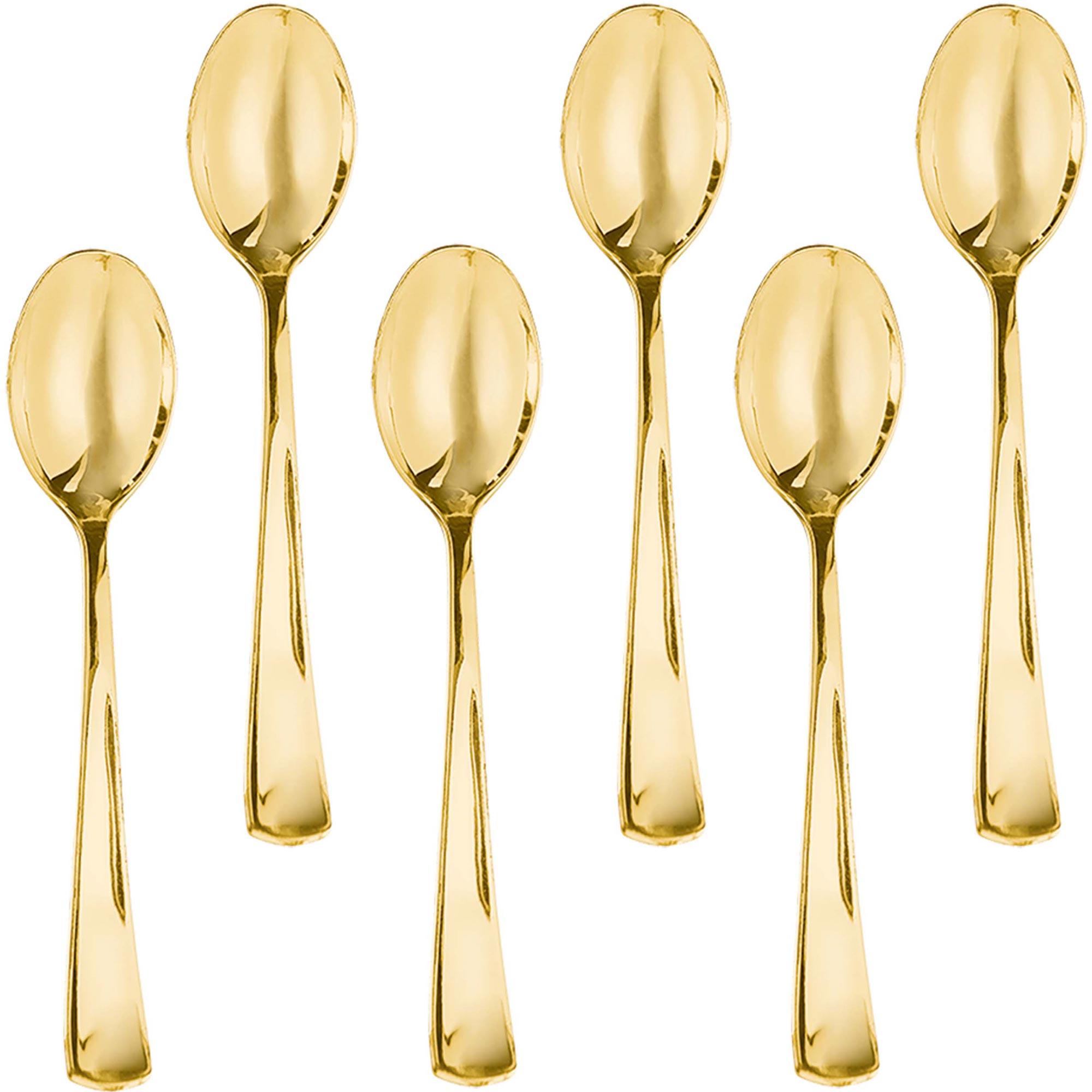 Gold Premium Plastic Spoons 32pcs Solid Tableware - Party Centre