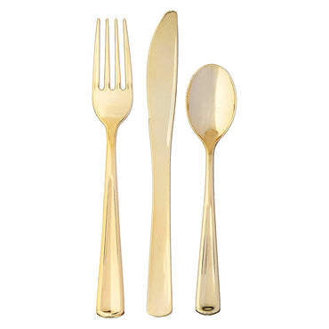 Premium Assorted Gold Plastic Cutlery 32pcs