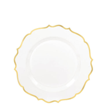 Ornate Premium Plastic Plate with Gold Trim 7in 20pcs
