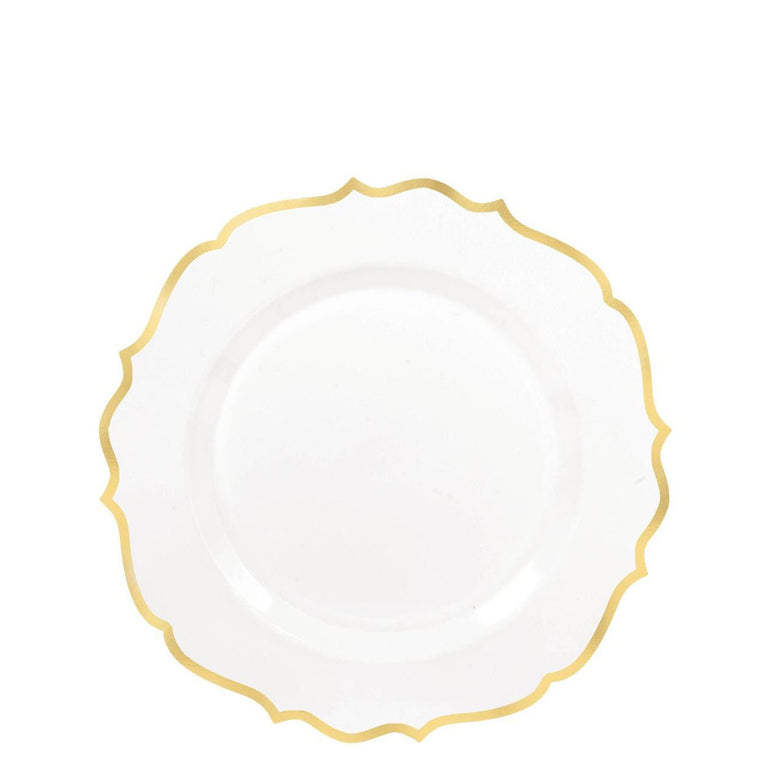 Ornate Premium Plastic Plate with Gold Trim 7in 20pcs