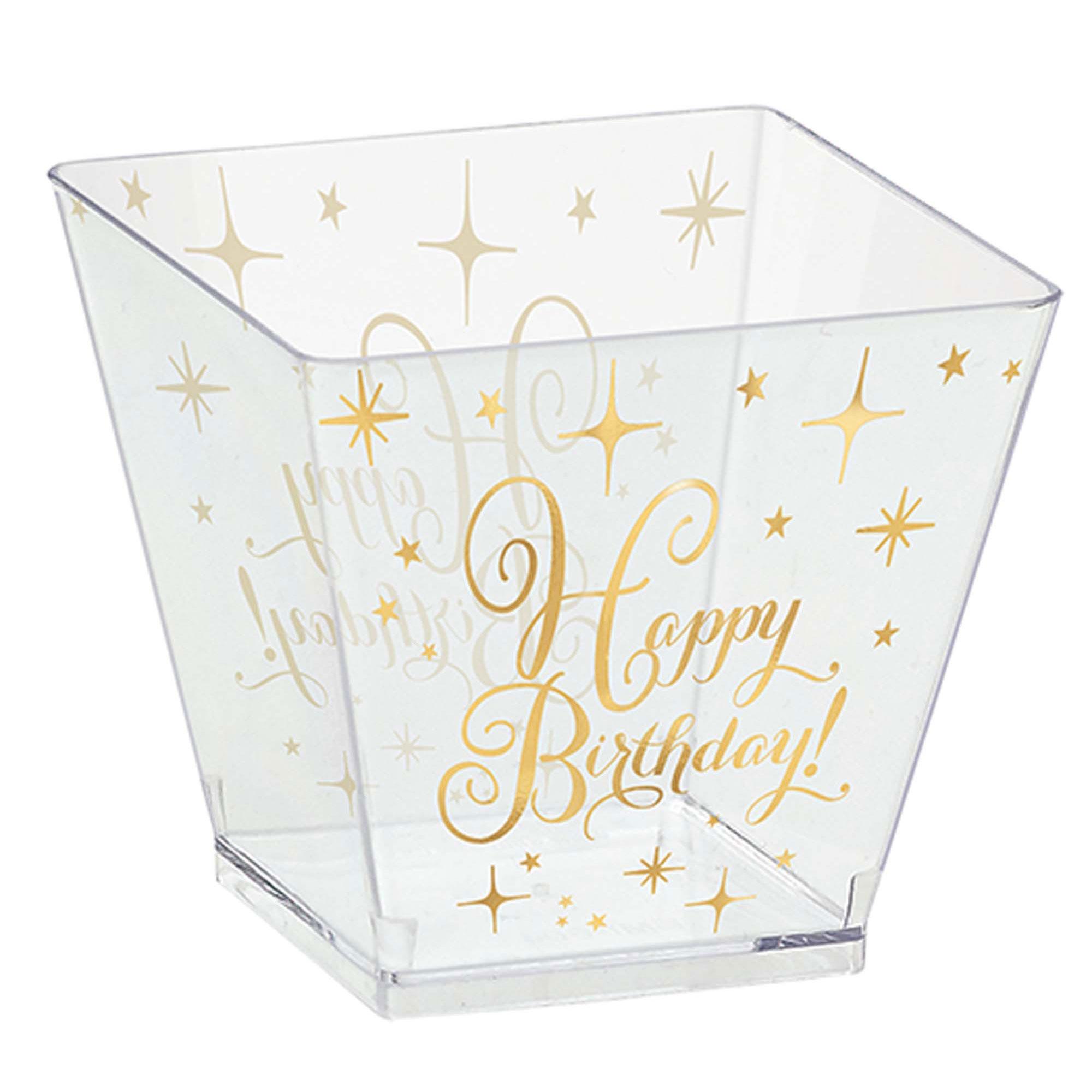 Gold Birthday Plastic Mini Cube 2oz, 30pcs Solid Tableware - Party Centre