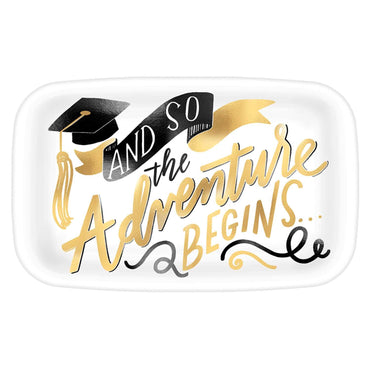 The Adventure Begins Rectangular Plastic Platter Solid Tableware - Party Centre