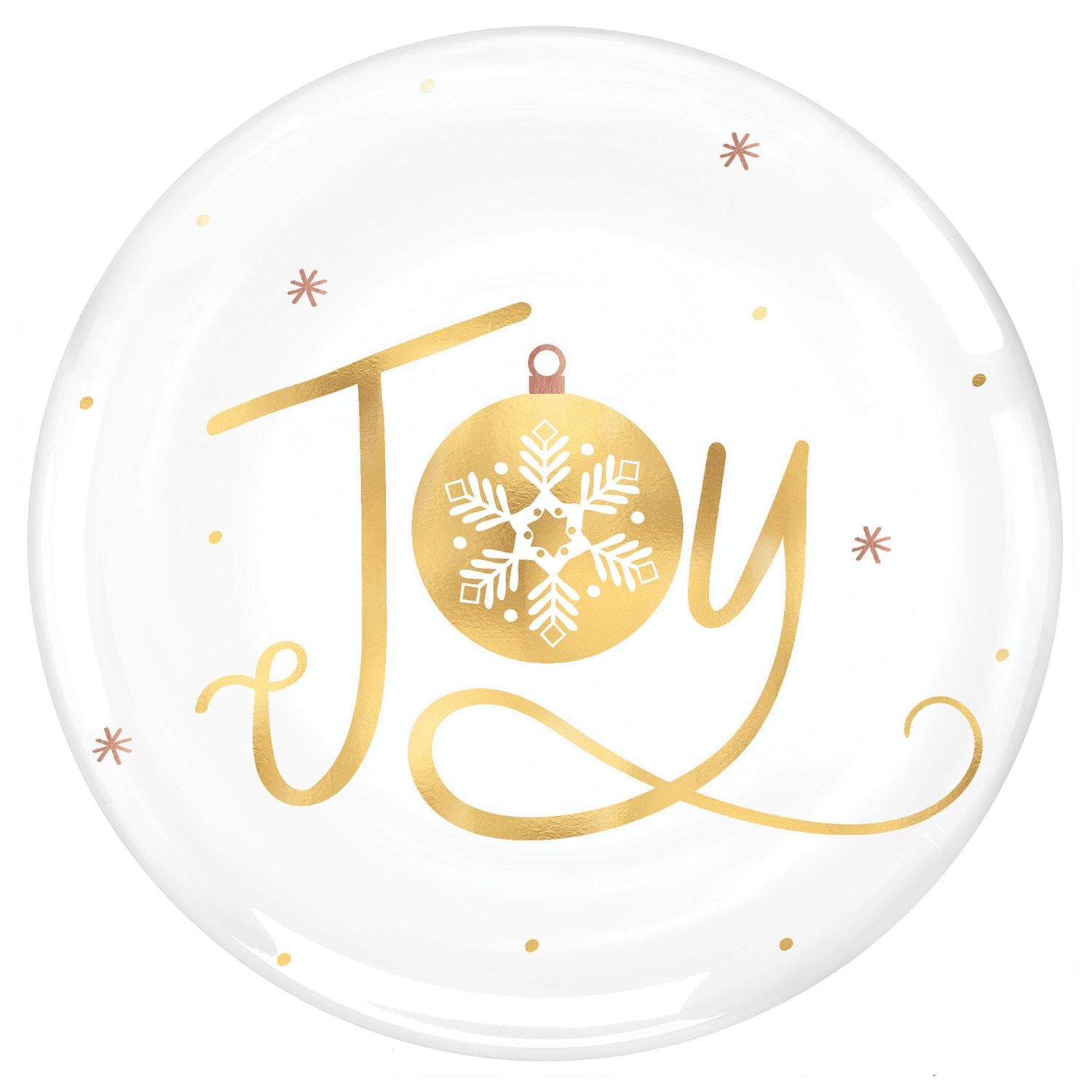 Joy Hot Stamped Plastic Plates 7.5in, 4pcs Solid Tableware - Party Centre