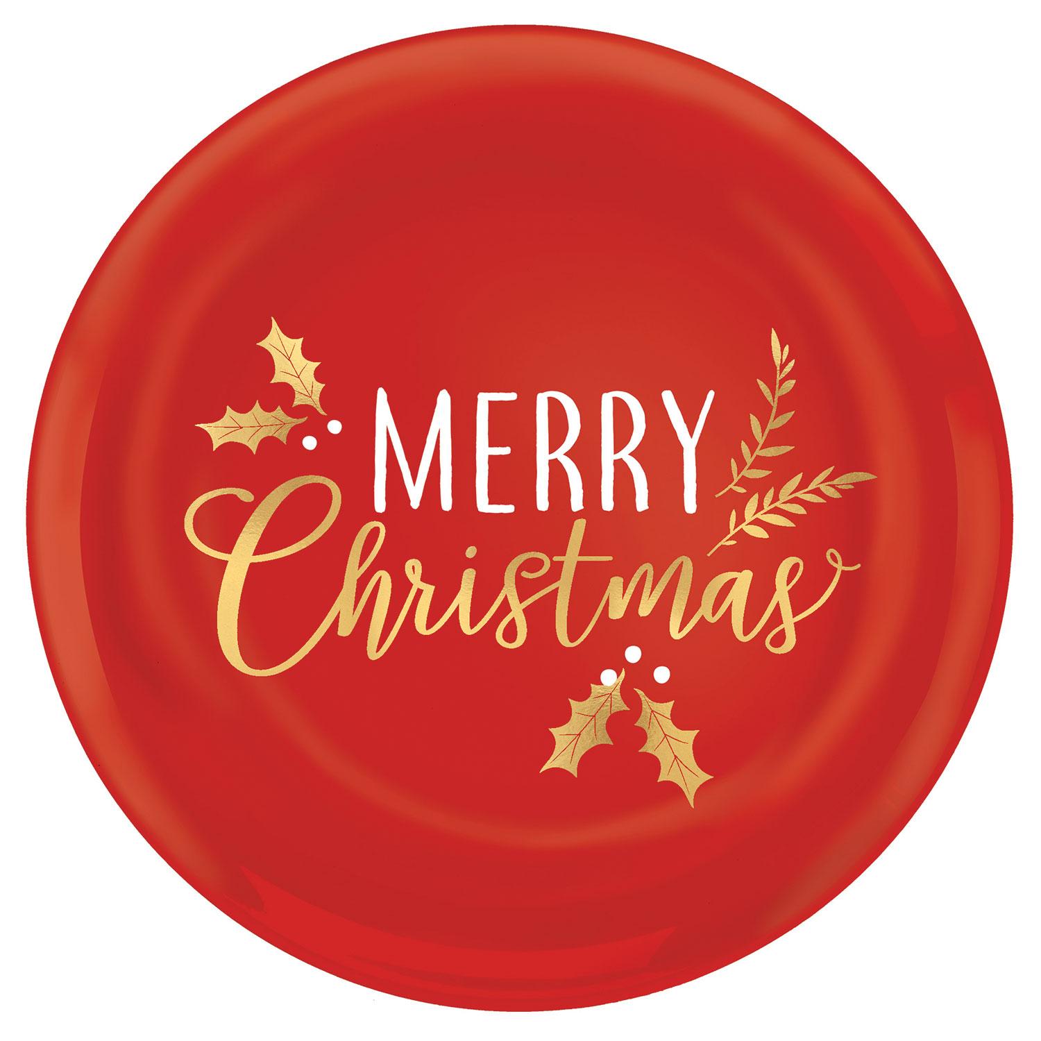 Merry Christmas Hot Stamped Platters 9pcs Solid Tableware - Party Centre
