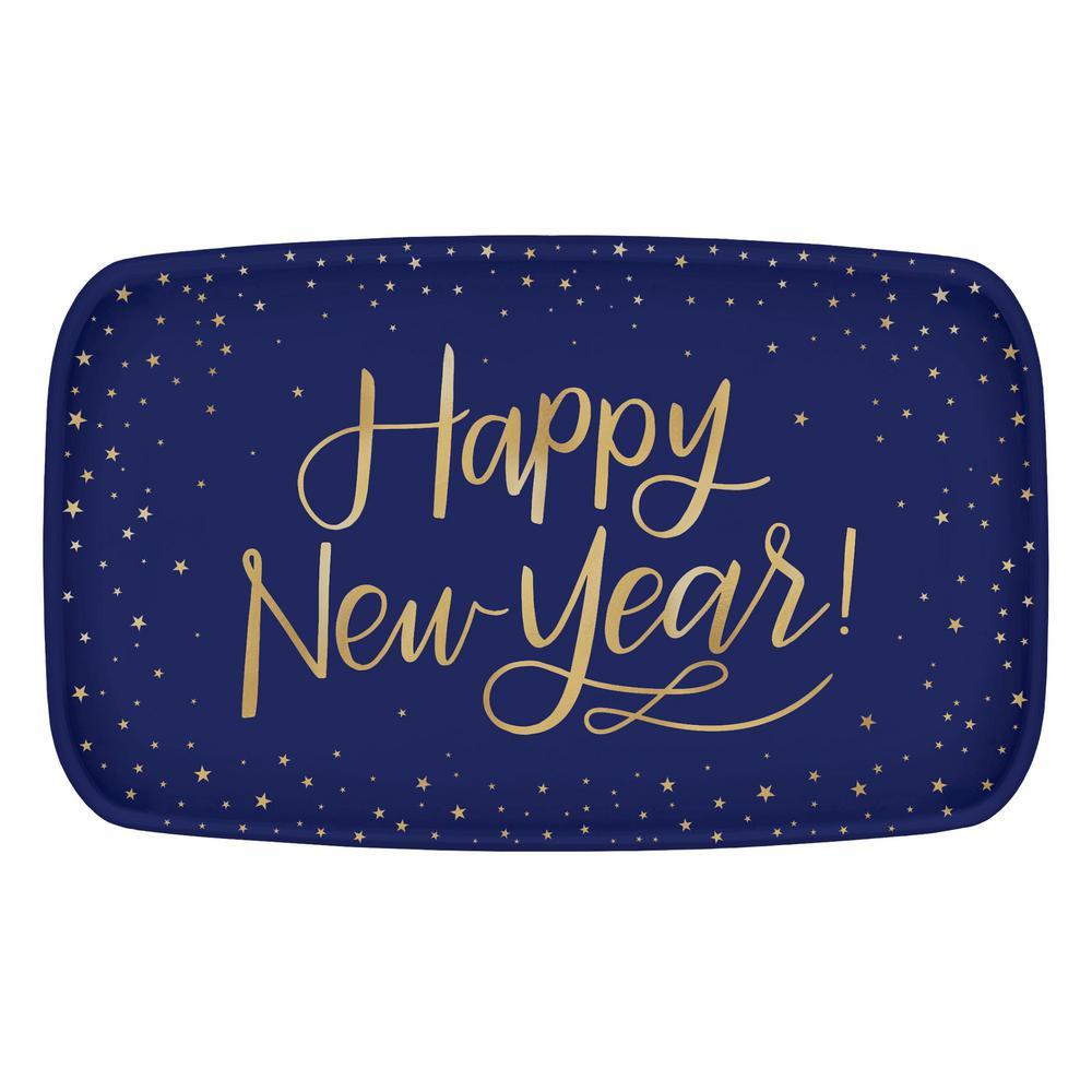 Midnight New Year's Eve Plastic Rectangular Platter Printed Tableware - Party Centre