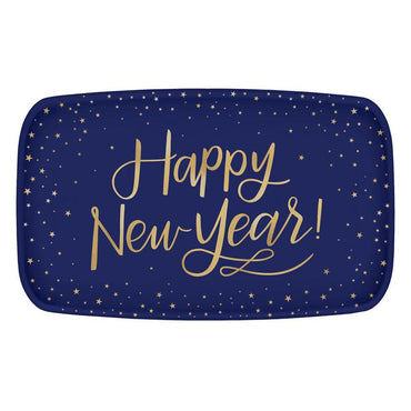 Midnight New Year's Eve Plastic Rectangular Platter Printed Tableware - Party Centre