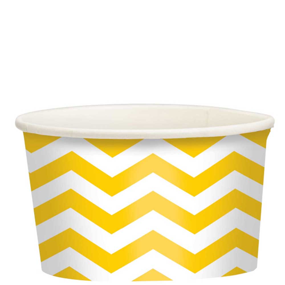Yellow Sunshine Chevron Printed Paper Treat Cups 20pcs Printed Tableware - Party Centre