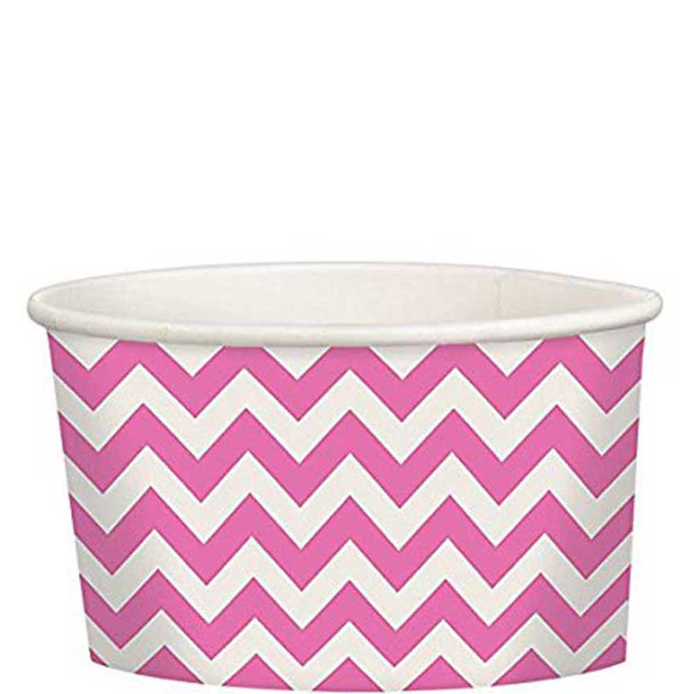 Bright Pink Chevron Printed Paper Treat Cups 20pcs Printed Tableware - Party Centre