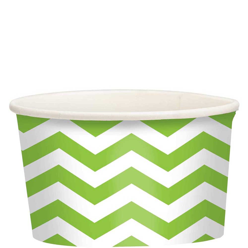 Kiwi Green Chevron Printed Paper Treat Cups 20pcs Printed Tableware - Party Centre