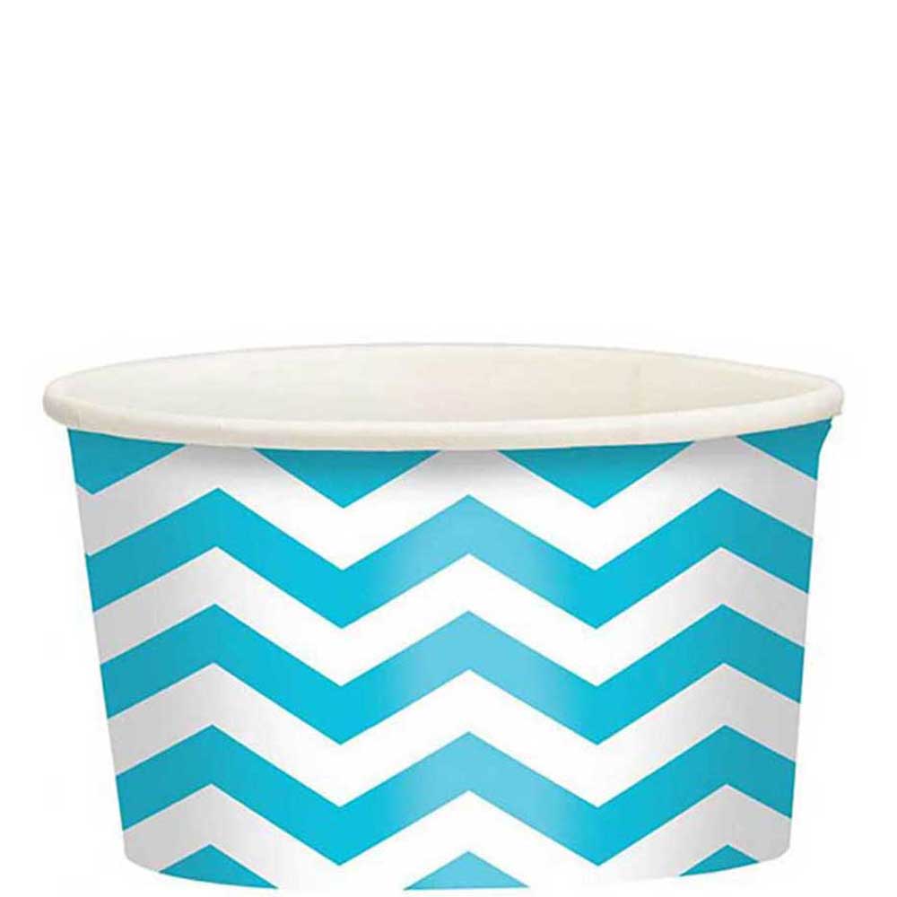 Caribbean Blue Chevron Printed Paper Treat Cups 20pcs Printed Tableware - Party Centre