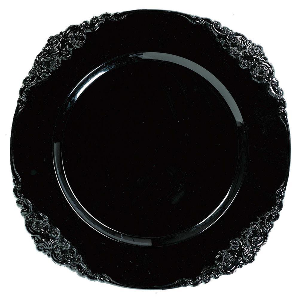 Black Motif Charger Solid Tableware - Party Centre