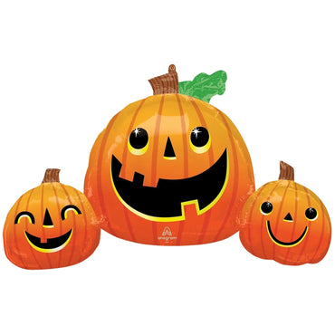 Smiley Pumpkin Trio SuperShape Balloon 88x55cm