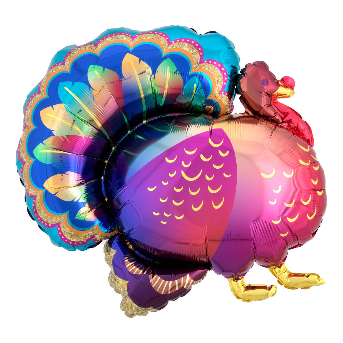 Thanksgiving Glitter Turkey Supershape Foil Balloon