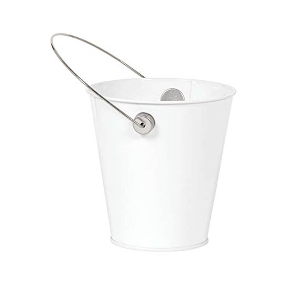 White Metal Bucket With Handle Favours - Party Centre
