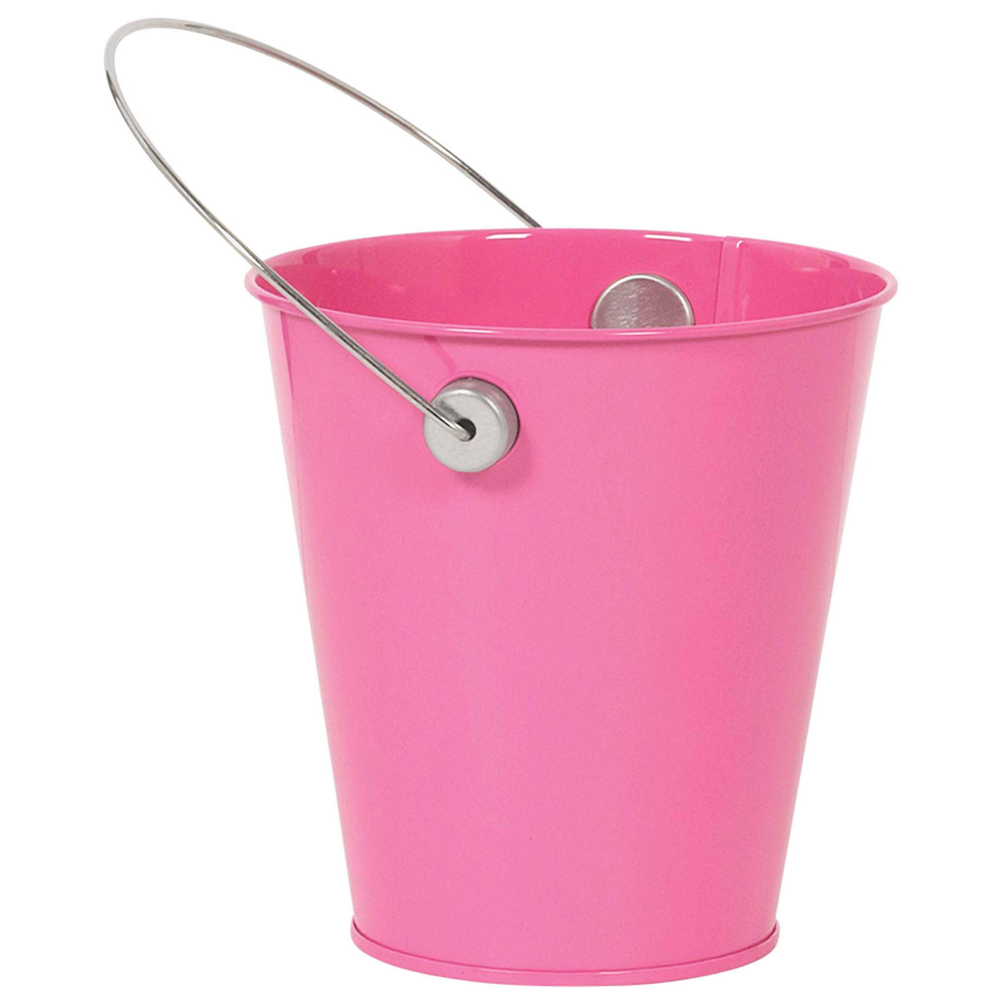 Bright Pink Metal Bucket With Handle Favours - Party Centre