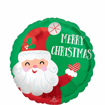 Smiley Satin Santa Christmas Foil Balloon 45cm