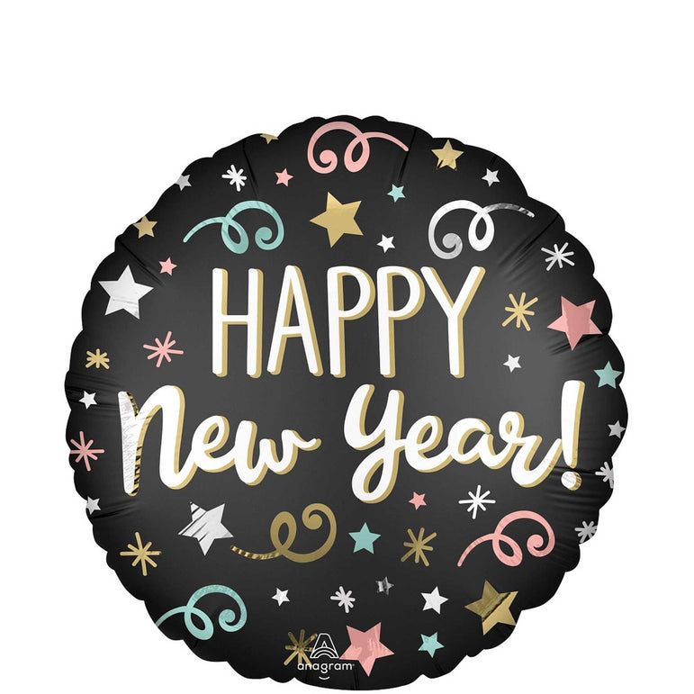New Year  Confetti Satin Foil Balloon 45cm
