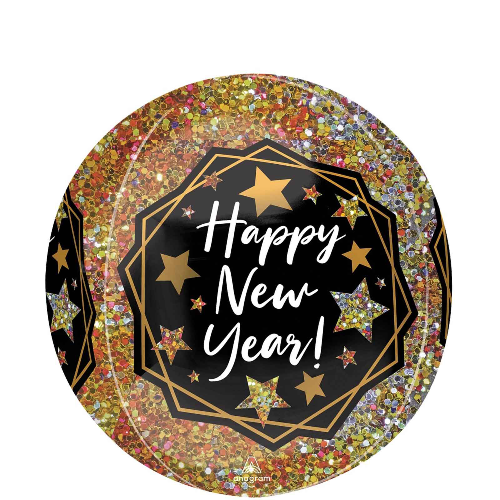 Happy New Year Gold Sparkle Orbz Foil Balloon 38x40cm