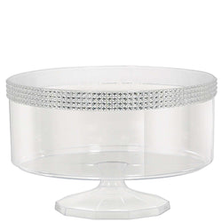 Clear Plastic Small Trifle Container With Silver Gems