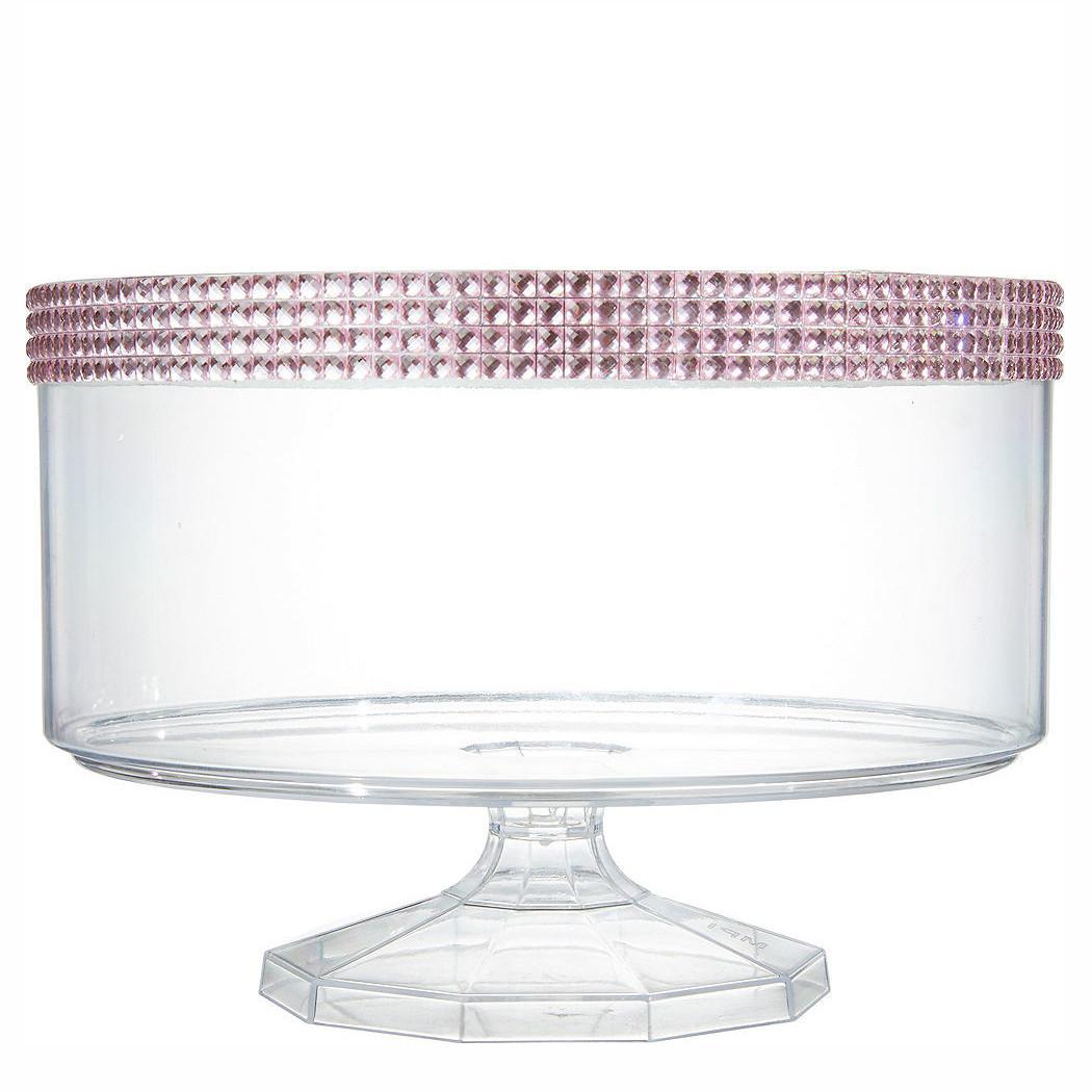 Clear Plastic Large Trifle Container With Pink Gems Candy Buffet - Party Centre