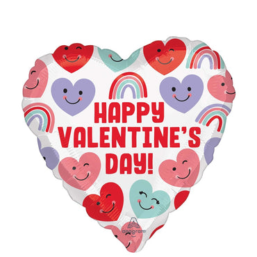 Happy Valentines Day Cute Hearts Foil Balloon 45cm