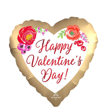 Happy Valentines Day Watercolor Floral Foil Balloon 45cm