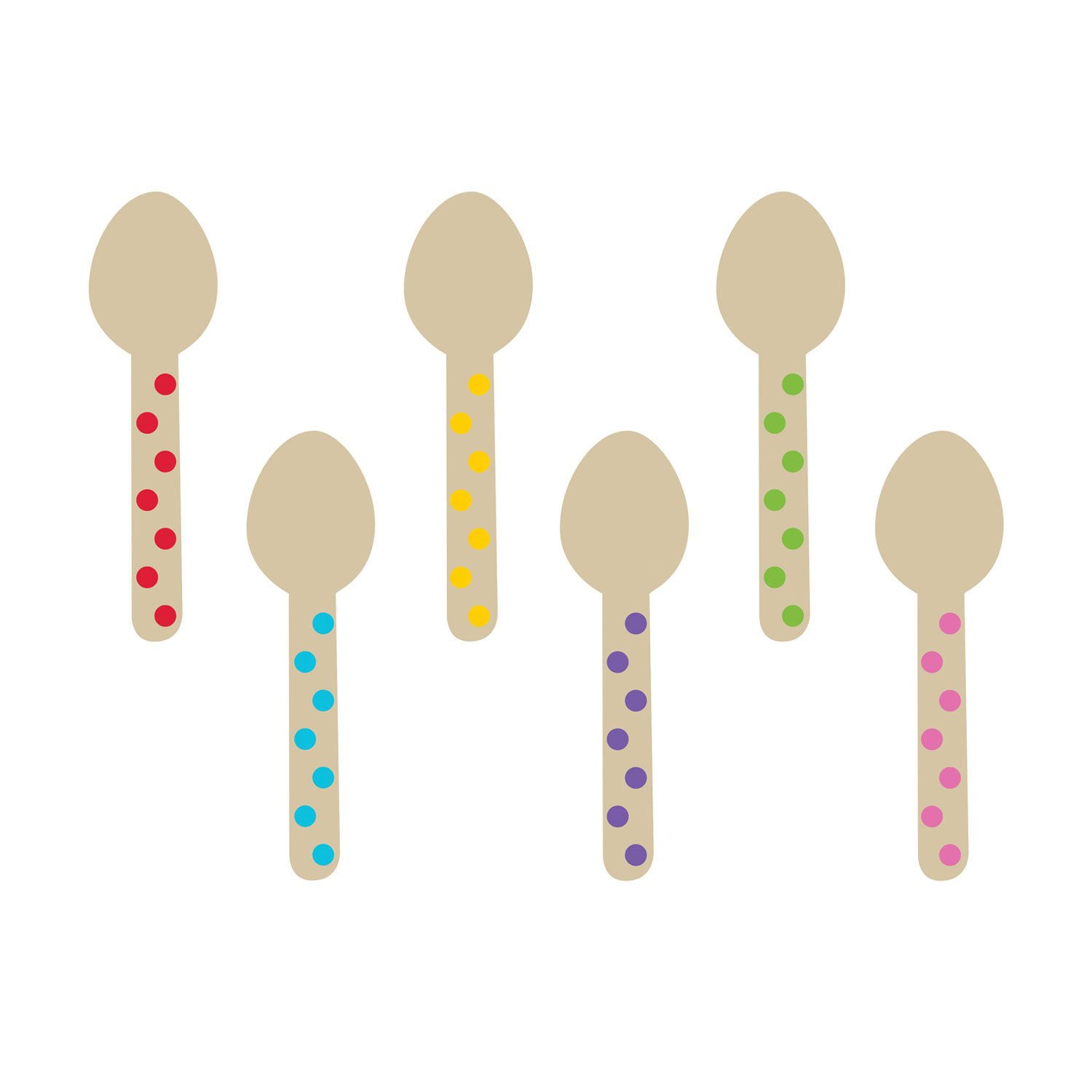 Rainbow Paper Mini Cocktail Wooden Spoons 12pcs Candy Buffet - Party Centre