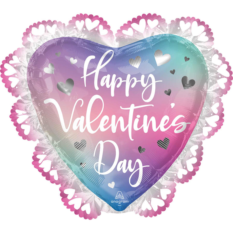 Happy Valentines Day Ombre SuperShape Balloon 58x53cm