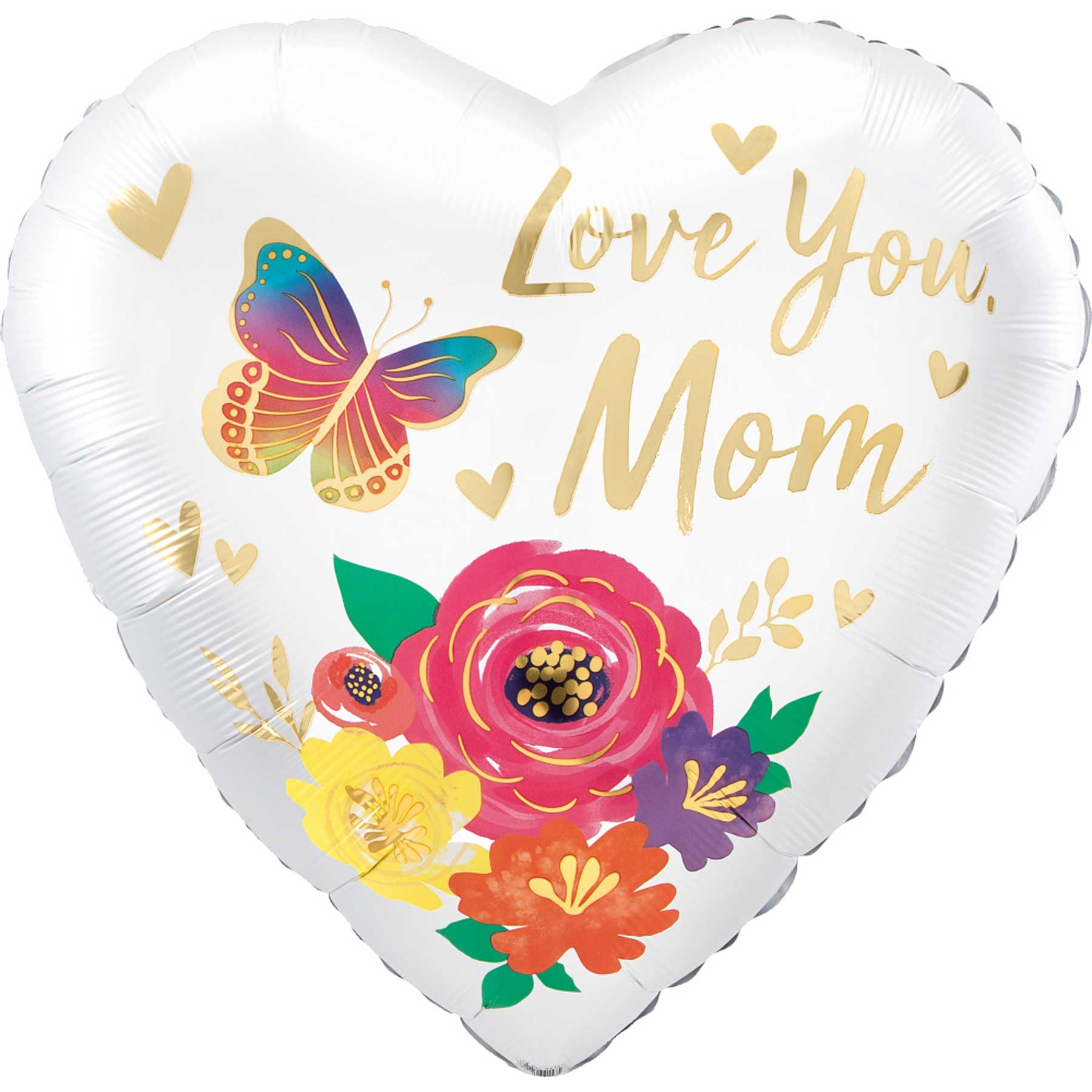 Love You Mom Satin Floral Jumbo Balloon 71cm