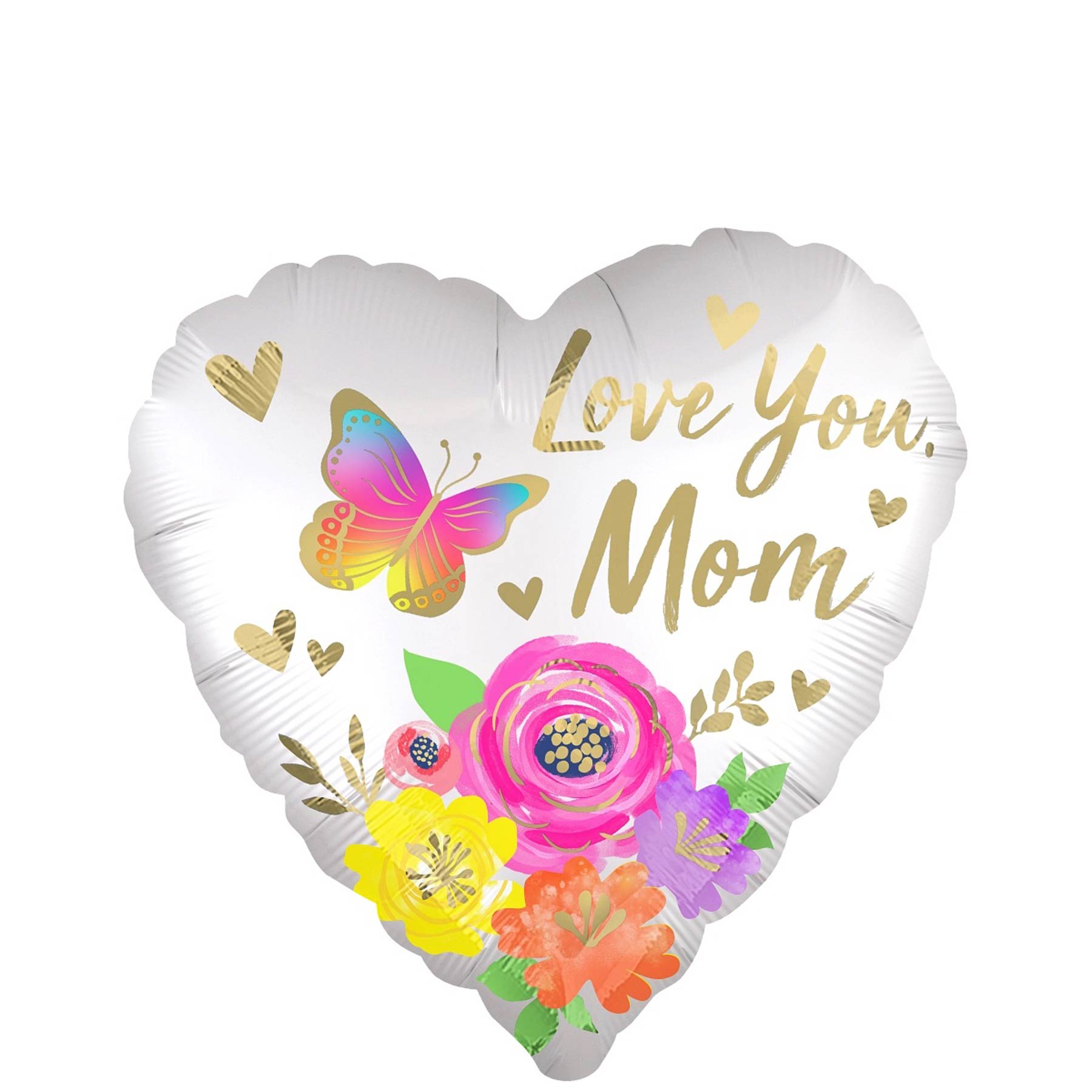 Love You Mom Satin Floral Foil Balloon 45cm