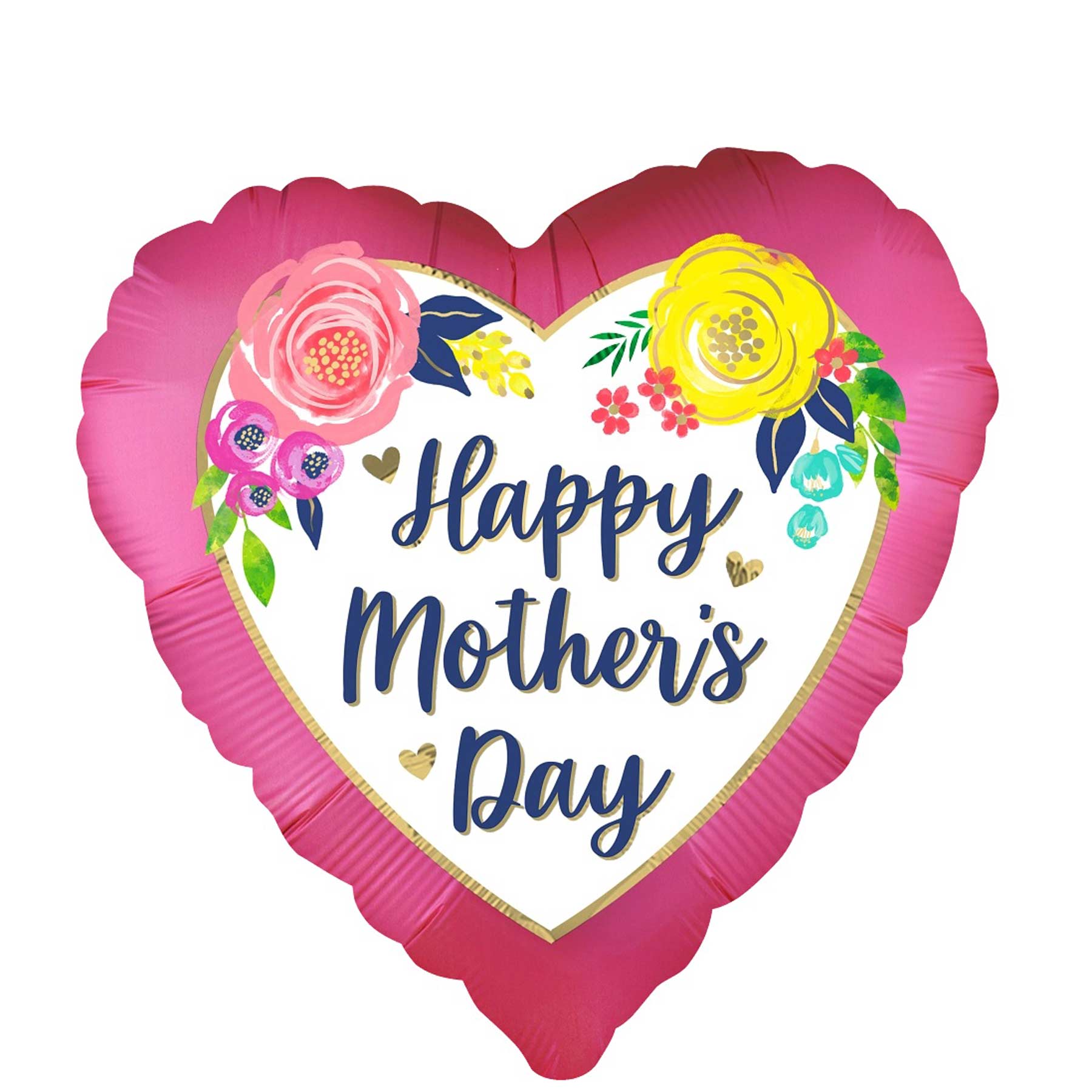 Happy Mother's Day Watercolor Floral Pink Foil Balloon 45cm
