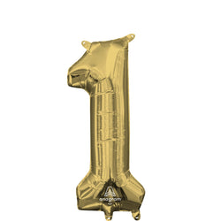 White Gold Number Mini Shape Foil Balloons 16in