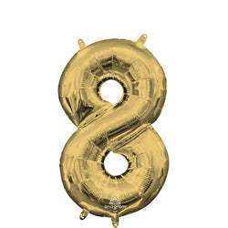 White Gold Number Mini Shape Foil Balloons 16in
