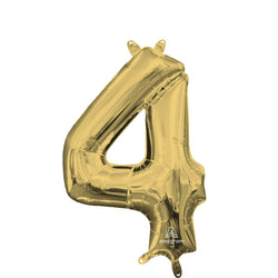 White Gold Number Mini Shape Foil Balloons 16in