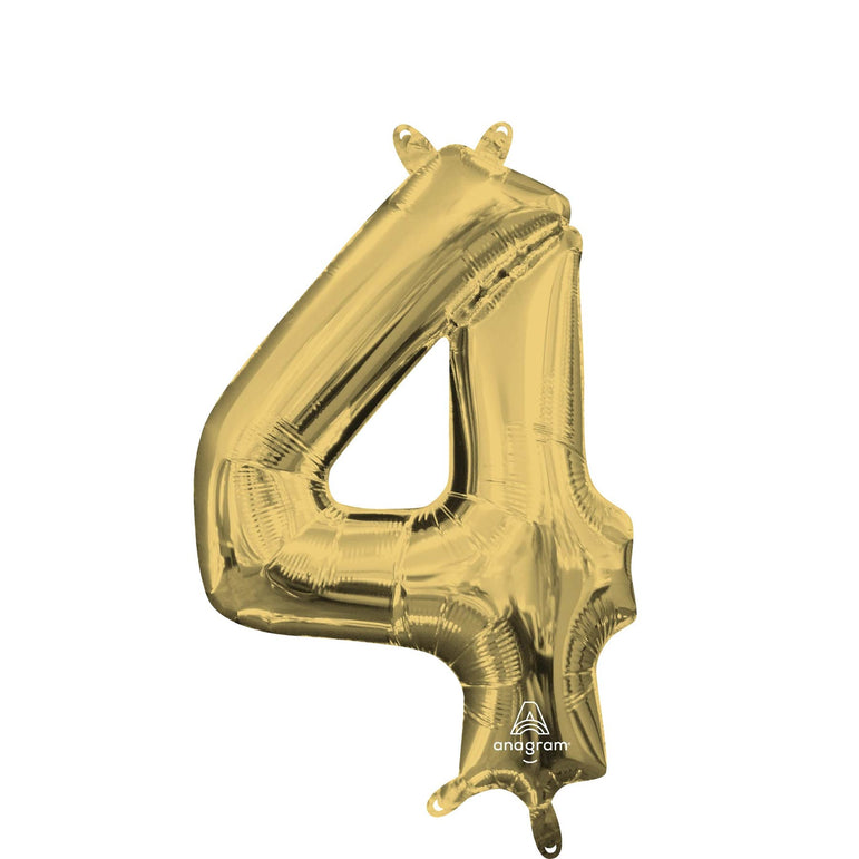 White Gold Number Mini Shape Foil Balloons 16in