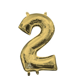 White Gold Number Mini Shape Foil Balloons 16in