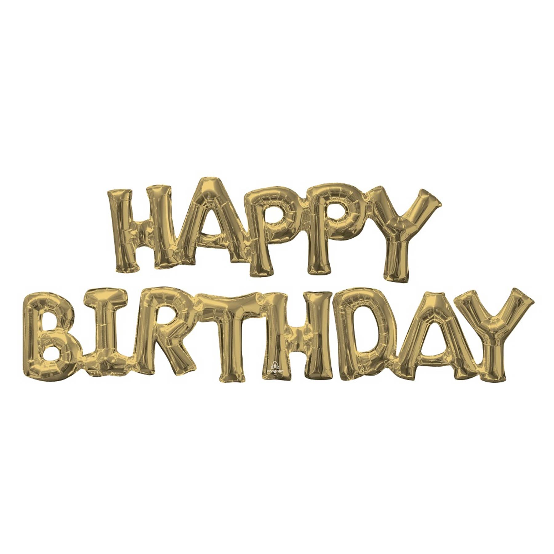 Happy Birthday White Gold Phrase Foil Balloon