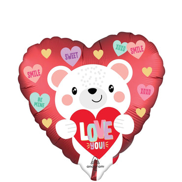 Love You White Bear Foil Balloon 45cm