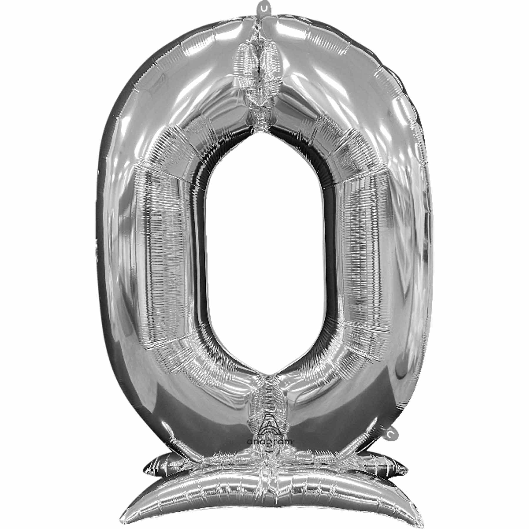Silver Stand-Up Number Foil Balloon