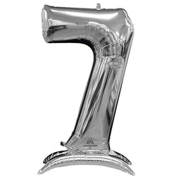 Silver Stand-Up Number Foil Balloon