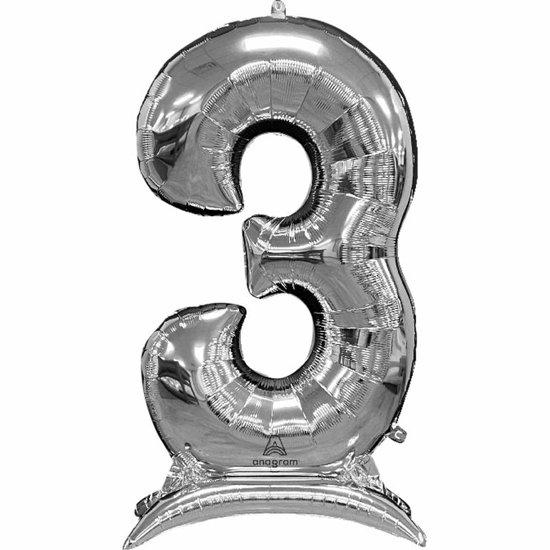 Silver Stand-Up Number Foil Balloon