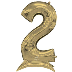 White Gold Stand-Up Number Foil Balloon
