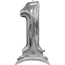 Silver Stand-Up Number Foil Balloon
