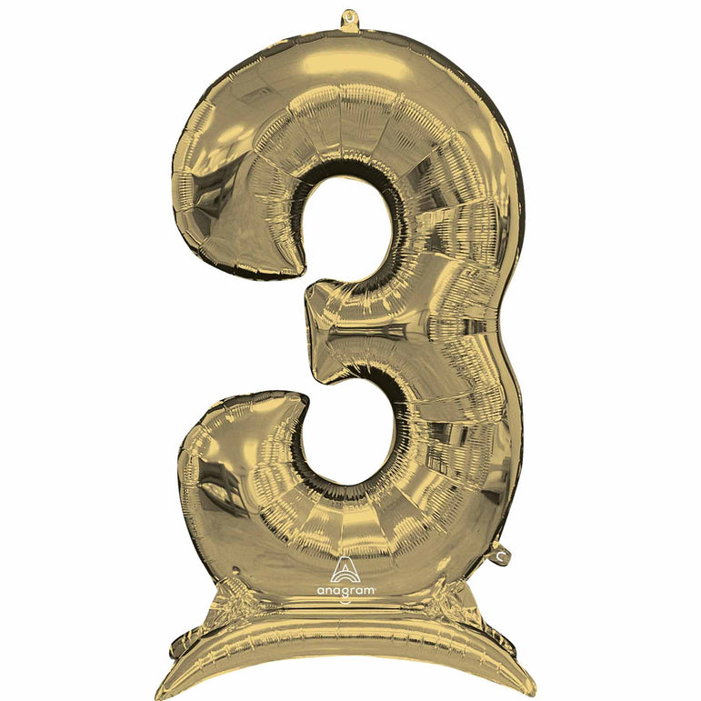 White Gold Stand-Up Number Foil Balloon
