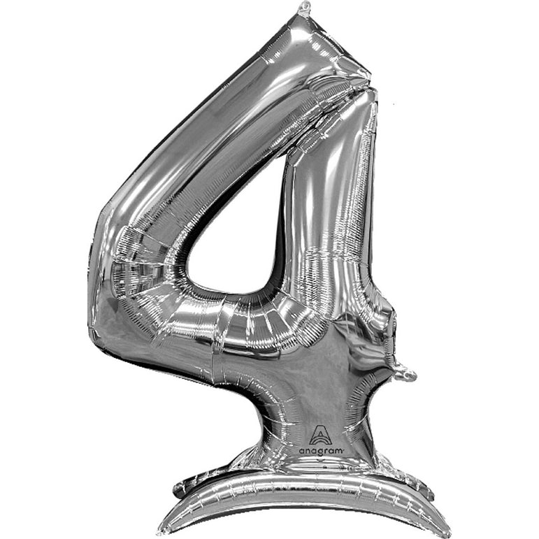 Silver Stand-Up Number Foil Balloon